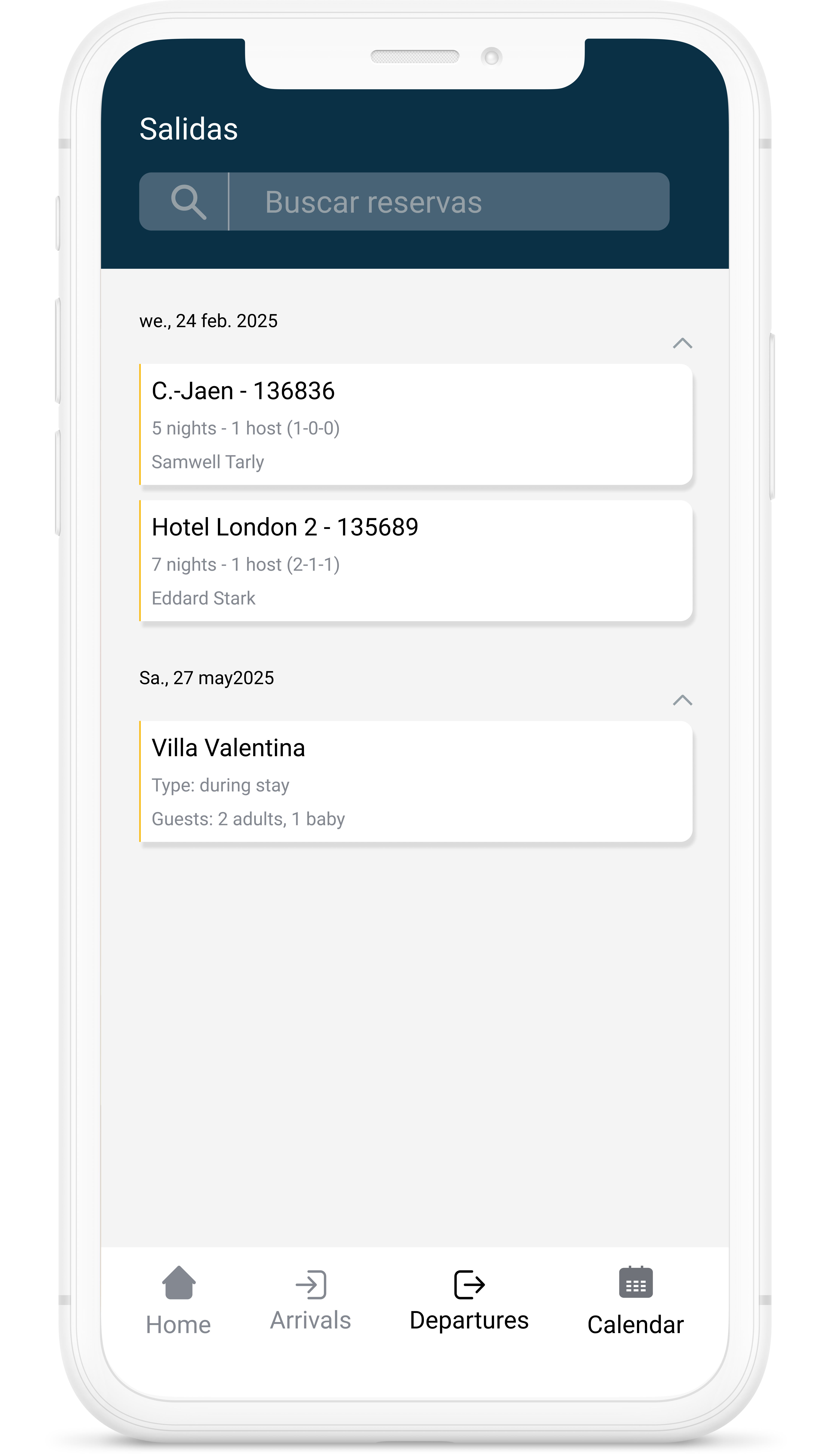 Dispositivo móvel com um exemplo de check-in na aplicação